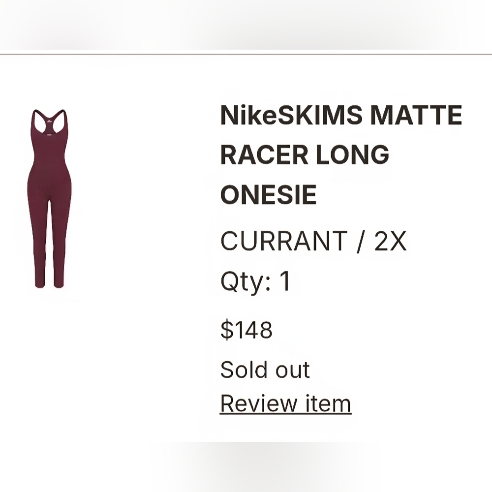 NikeSKIMS Matte Racer Long Onesie - Currant
